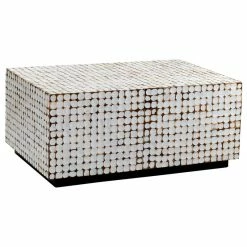 East At Main's Dellwood White Coconut Shell Inlay Rectangle Coffee Table