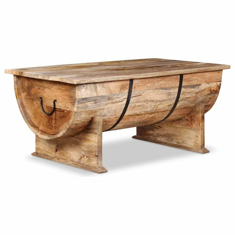 Vida XL International B.V. VidaXL Coffee Table W/ A Compartment Solid Mango Wood Side Living Room Couch - Image 4