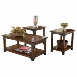 Ashley Furniture Industries Murphy Table Set, Coffee Table And 2 End Tables, Medium Brown