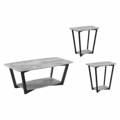 Home Square 3 Piece Coffee Table Set With Coffee Table And Set Of 2 End Table In Faux Birch