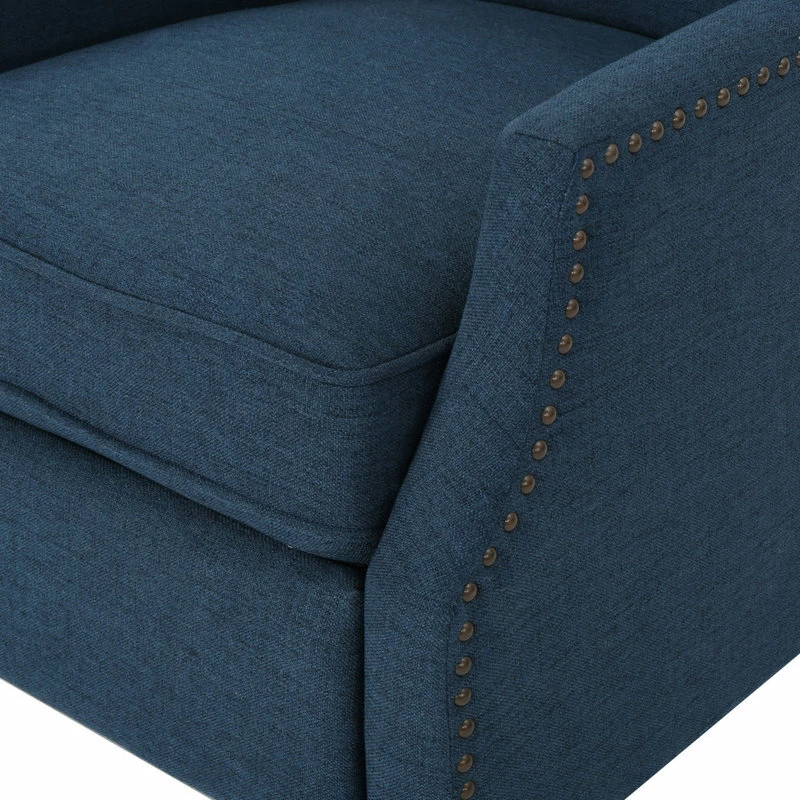 GDFStudio Corbin Fabric Recliner, Set Of 2, Navy Blue And Dark Brown - Image 10