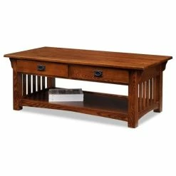 Leick Home Leick Furniture Wood Mission Coffee Table In Brown Medium Oak