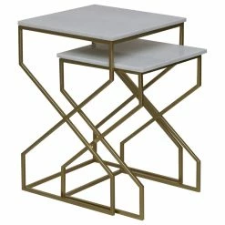 Crestview Collection Marble Nested Tables, Gold
