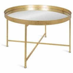 Uniek Celia Round Mirrored Coffee Table, Gold 28.25x28.25x19