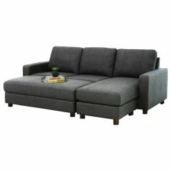 Abbyson Living Berkeley Fabric Reversible Sectional And Ottoman