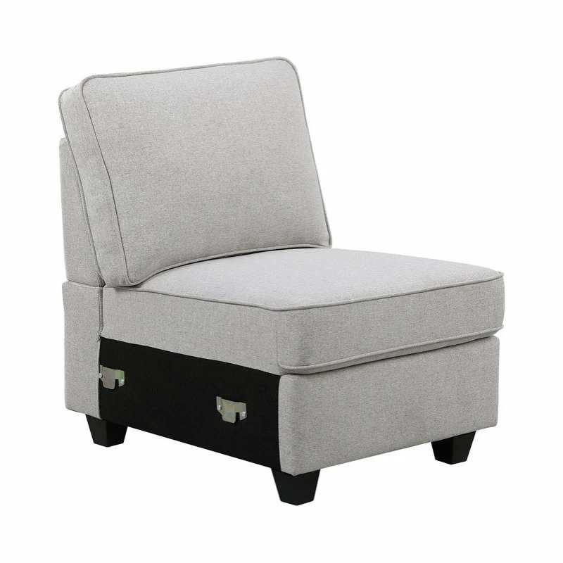 Lilola Home Leo Light Gray Linen Fabric 7Pc Modular L-Shape Sectional Sofa And Ottoman - Image 7