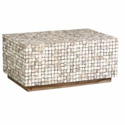 East At Main's Dellwood Coconut Shell Coffee Table, Tumbled Granite