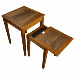 Yu Shan Lincoln Nesting End Tables With Concealed Compartment, Solid American Walnut Top
