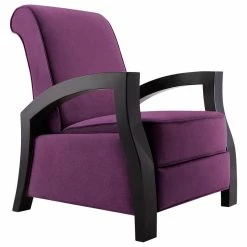 Artiva USA Wood Java Black Premium Microvelvet Recliner, Purple