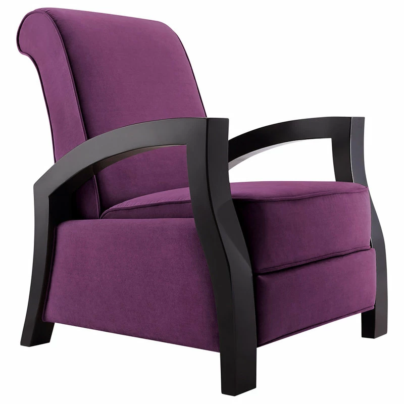 Artiva USA Wood Java Black Premium Microvelvet Recliner, Purple