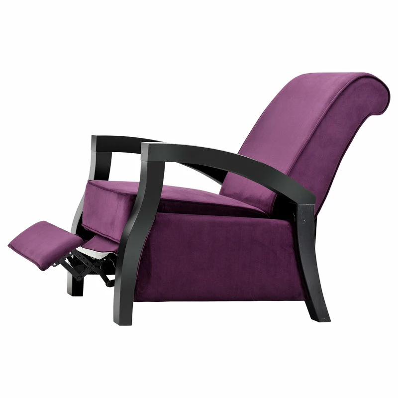 Artiva USA Wood Java Black Premium Microvelvet Recliner, Purple - Image 3