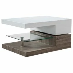 GDFStudio GDF Studio Emerson Rectangular Mod Swivel Coffee Table With Glass
