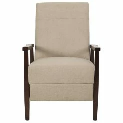GDFStudio Coulee Fabric Upholstered Pushback Recliner, Sand And Chocolate