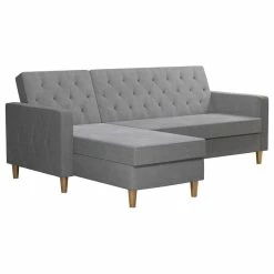 Brimfield & May CosmoLiving By Cosmopolitan Liberty Sectional/Futon, Light Gray Chenille