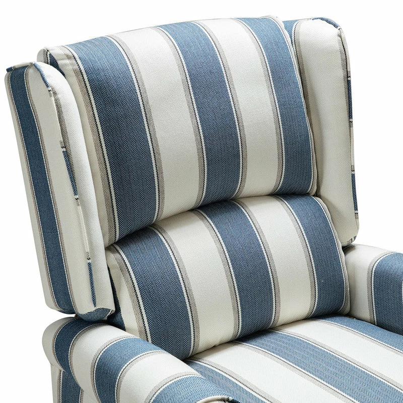 Karat Home Modern Wingback Recliner, Stripe Navy - Image 8