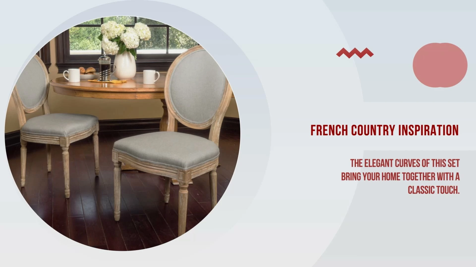 GDFStudio GDF Studio Phinnaeus French Country Fabric Dining Chairs (Set Of 2), Griege/Natural - Image 2