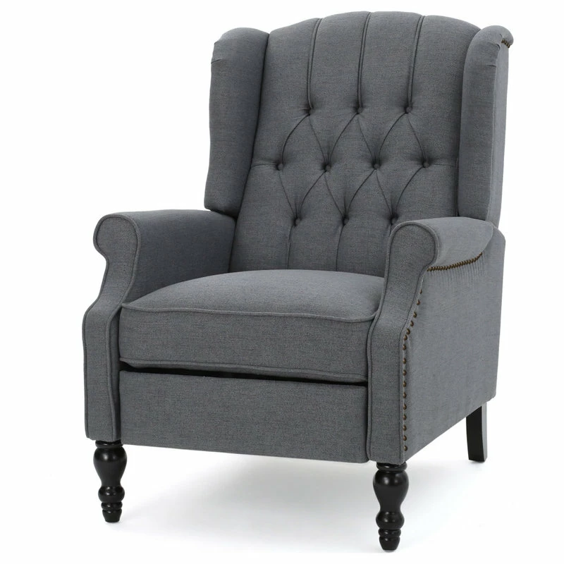 GDFStudio GDF Studio Elizabeth Tufted Back Recliner, Charcoal/Fabric