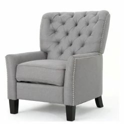 GDFStudio GDF Studio Carlyle Tufted Back Fabric Recliner Armchair, Light Gray