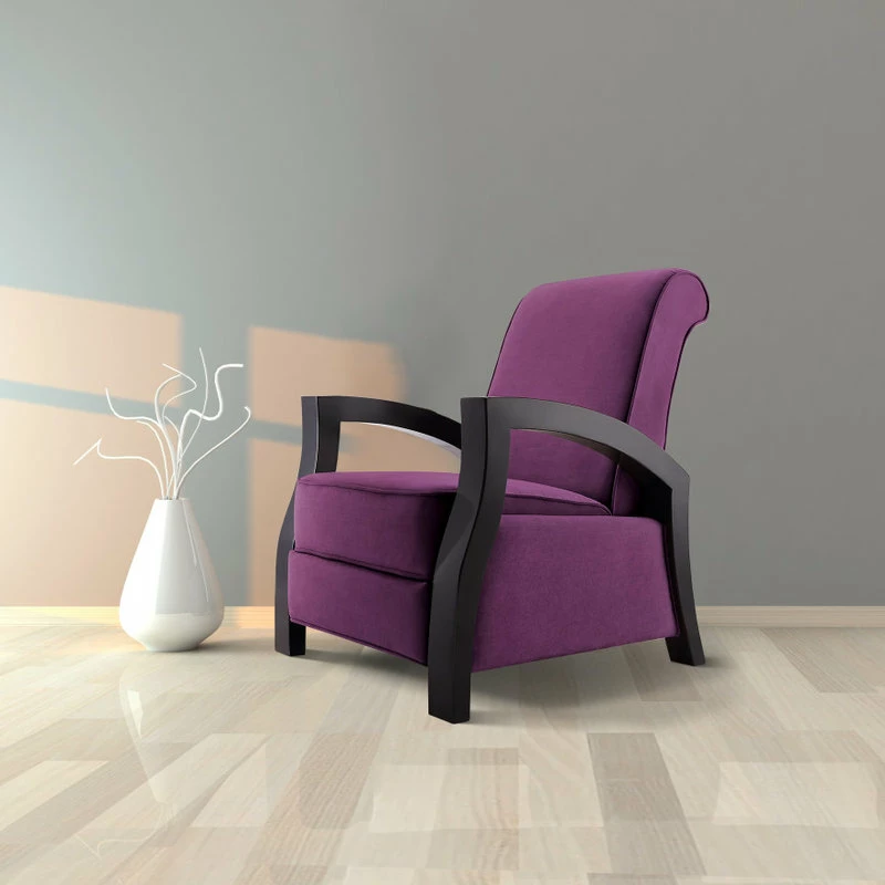 Artiva USA Wood Java Black Premium Microvelvet Recliner, Purple - Image 5