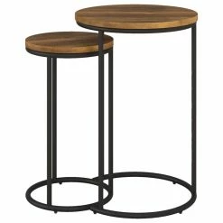 CorLiving Distribution LLC CorLiving Fort Worth Brown Wood Grain Finish Nesting Side Table