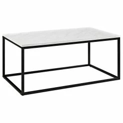 Walker Edison 42" Mixed Material Coffee Table With Metal Base, Marble