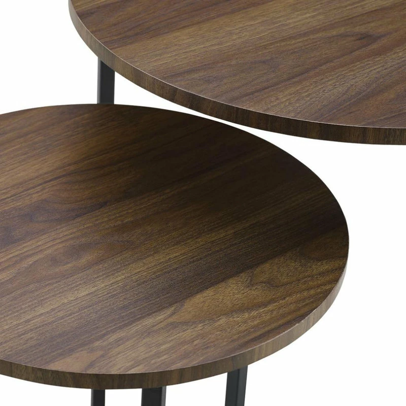 Walker Edison 2-Piece V-Leg Nesting Side Tables - Dark Walnut/Black - Image 4