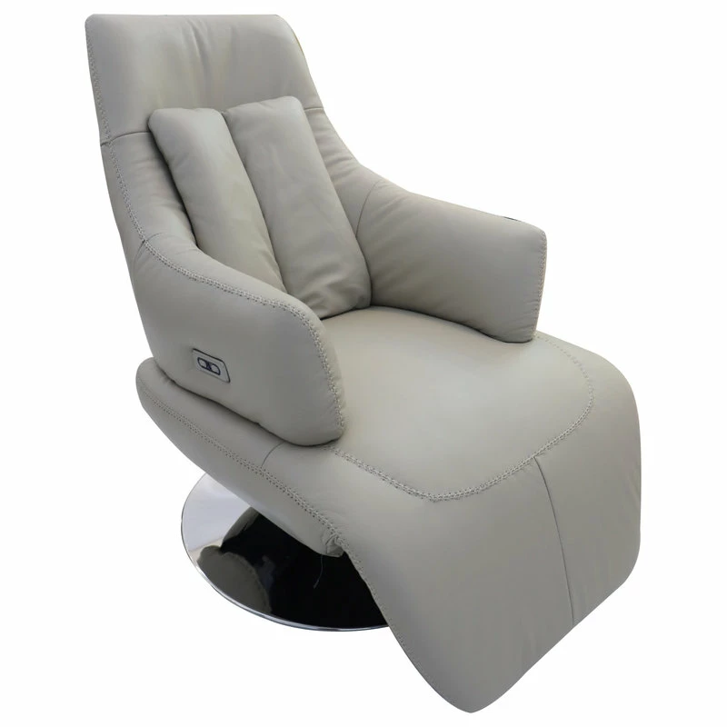 World Source Design LLC Vegas Modern Top Grain Leather Ergonomic 2-Motor Powered Recliner, Sand/Silver - Image 4