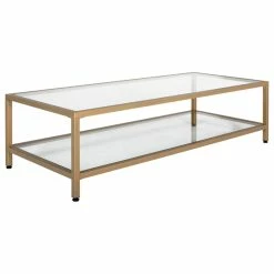 Studio Designs Camber 54" Wide Glass Coffee Table Metal Frame And Glass - Gold