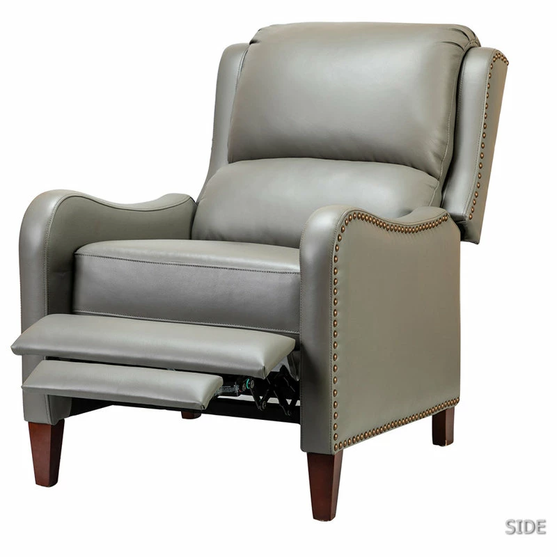 Karat Home Genuine Leather Cigar Recliner With Wingback, Dove - Image 3