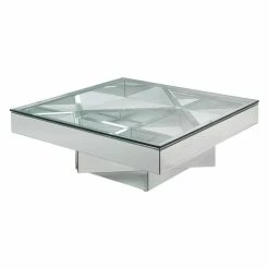 Acme Furniture ACME Meria 40" Square Glass Top Mirrored Coffee Table