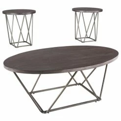 Ashley Furniture Industries Neimhurst Table Set, Coffee Table And 2 End Tables, Dark Brown
