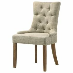 Acme Furniture Yotam Side Chair, Beige Fabric And Salvaged Oak Finish (2-Pc Set)