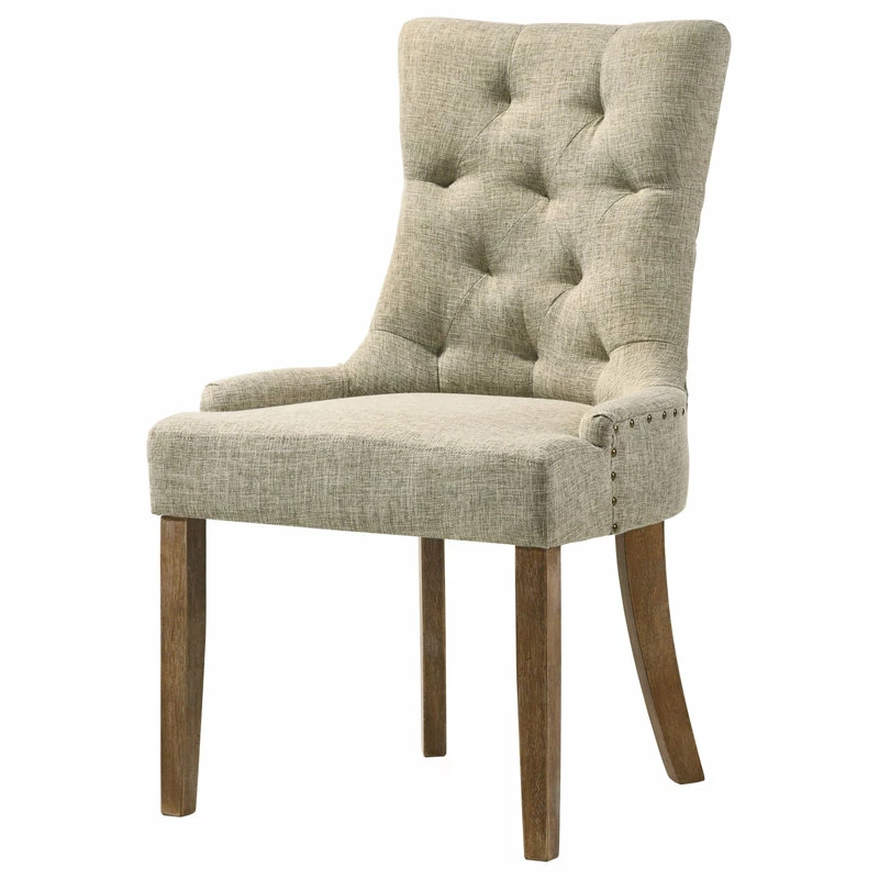 Acme Furniture Yotam Side Chair, Beige Fabric And Salvaged Oak Finish (2-Pc Set)