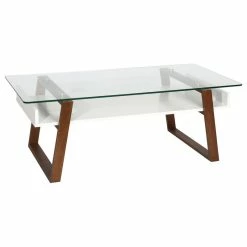 Edgemod Segovia Glass Top Coffee Table, Walnut