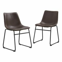 Walker Edison Faux Leather Dining Chair In Brown - Set Of 2