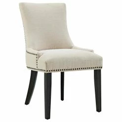 LexMod Marquis Upholstered Fabric Dining Chair, Beige