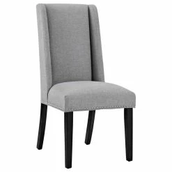 LexMod Baron Parsons Upholstered Fabric Dining Side Chair, Light Gray