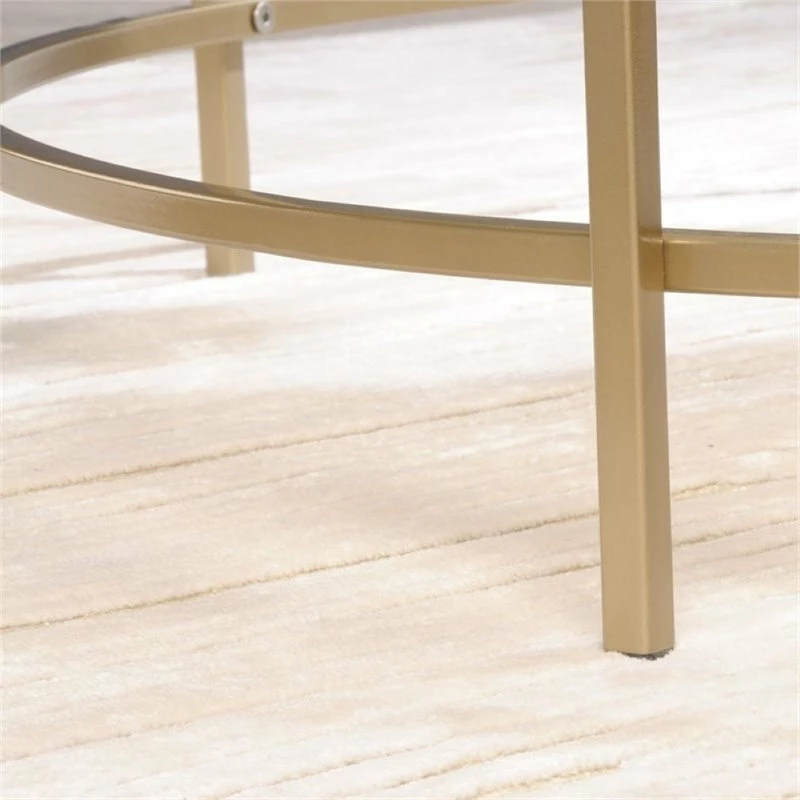 Pemberly Row Round Coffee Table In Satin Gold - Image 4