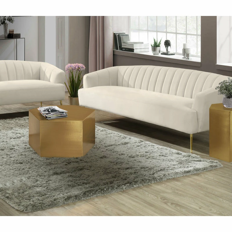 Meridian Furniture Hexagon Durable Iron Modular Coffee Table, Brushed Gold - Image 2