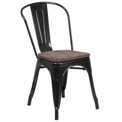 Flash Furniture Metal And Plastic Chair In Black Finish CH-31230-BK-WD-GG