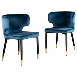 MOD The Rhea Dining Chair, Velvet, Set Of 2, Blue