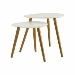 Convenience Concepts Oslo Nesting End Tables In White And Natural Wood Finish