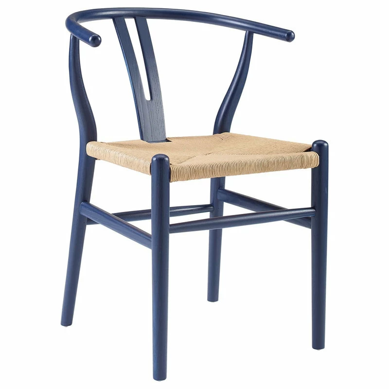 LexMod Amish Dining Wood Side Chair, Midnight Blue - Image 3