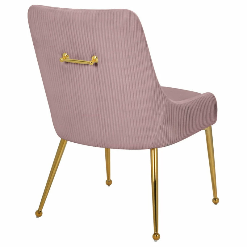 MOD The Cue Dining Chair, Pink And Gold, Pleated Velvet, Set Of 2 - Image 6