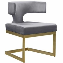 MOD The Eve Dining Chair, Gray And Gold, Velvet And Metal