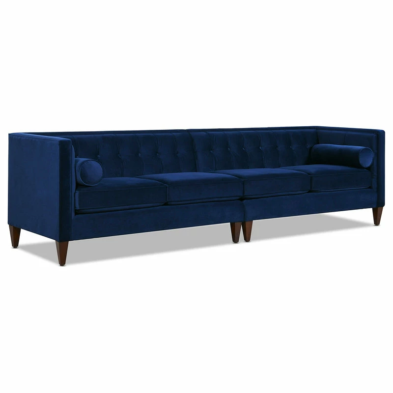 Jennifer Taylor Home Jack 118" Modern Tuxedo Tufted Long Modular Sofa, Navy Blue Velvet - Image 5