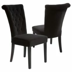 GDFStudio GDF Studio Paulina Dining Chairs, Set Of 2, Black Velvet