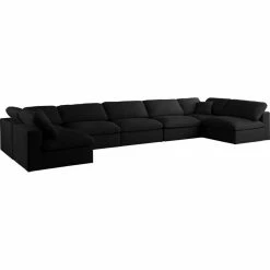 Meridian Furniture Down Modular 4-Seat Sectional, Black, Seating For 7, Armless