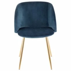 Lumisource Fran Chair, Gold Metal, Set Of 2, Blue Velvet