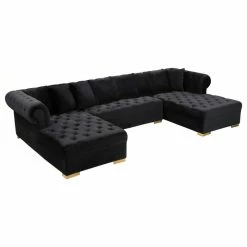 Meridian Furniture Presley Velvet 3-Piece Sectional, Black